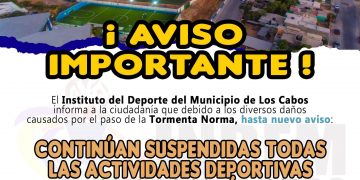  INSTITUTO DEL DEPORTE DEL MUNICIPIO DE LOS CABOS (INDEM), INFORMA A LA COMUNIDAD EN GENERAL QUE LOS ESPACIOS DEPORTIVOS  PERMANECERÁN CERRADOS HASTA NUEVO AVISO