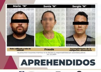 APREHENDE PGJE A TRES PERSONAS POR DIVERSOS DELITOS