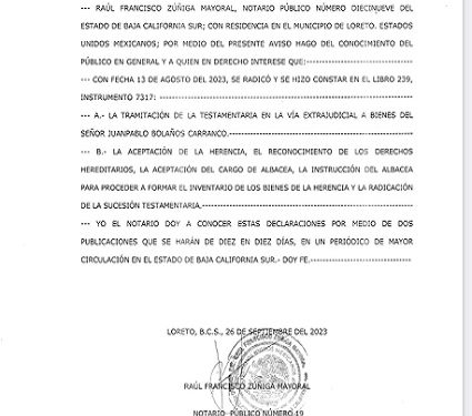 AVISO NOTARIAL