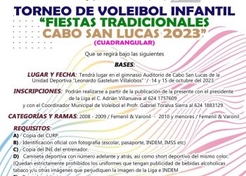 INVITAN AL TORNEO DE VOLEIBOL INFANTIL EN EL MARCO DE LAS FIESTAS TRADICIONALES DE CABO SAN LUCAS 2023