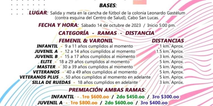 INVITAN A LA CARRERA PEDESTRE DE LAS FIESTAS TRADICIONALES DE CABO SAN LUCAS 2023