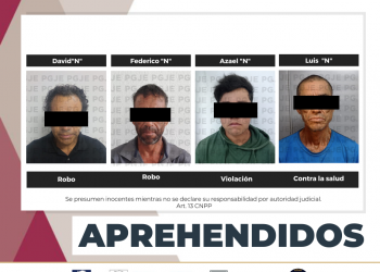 APREHENDE PGJE A 4 PERSONAS POR DIVERSOS DELITOS