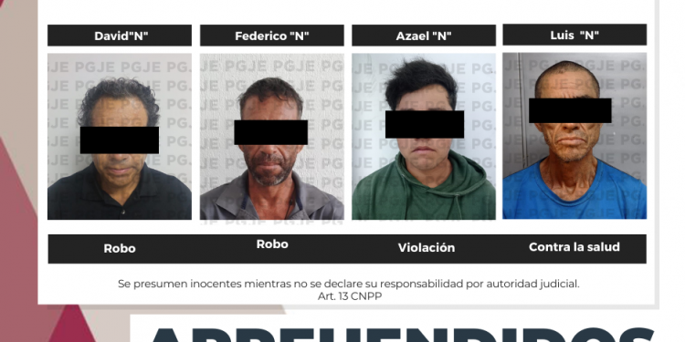 APREHENDE PGJE A 4 PERSONAS POR DIVERSOS DELITOS