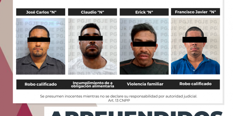 CUMPLIMENTA PGJE A 7 ÓRDENES DE APREHENSIÓN CONTRA IMPUTADOS POR DIVERSOS DELITOS