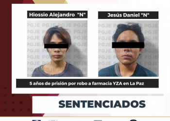 DOS SENTENCIAS DE MÁS DE 5 AÑOS DE PRISIÓN OBTIENE PGJE PARA CULPABLES DE ROBO CON VIOLENCIA A NEGOCIO EN LA PAZ