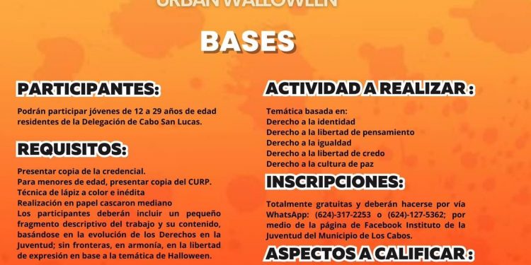 CONVOCA INJUVE DE LOS CABOS AL CONCURSO DE DIBUJO: URBAN WALLOWEEN