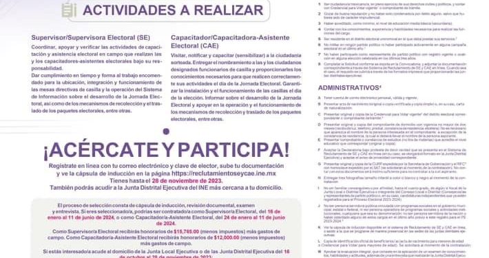 INE BCS BUSCA TU PARTICIPACIÓN EN EL PROCESO ELECTORAL 2023-2024