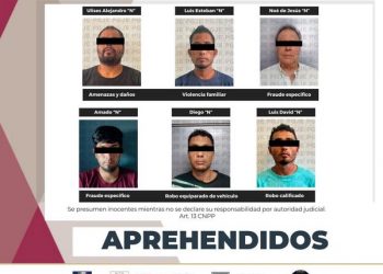 POR SU PROBABLE RESPONSABILIDAD EN DISTINTOS DELITOS, APREHENDE PGJE A 6 PERSONAS