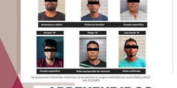 POR SU PROBABLE RESPONSABILIDAD EN DISTINTOS DELITOS, APREHENDE PGJE A 6 PERSONAS