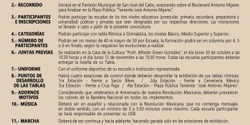 INSTITUTO DEL DEPORTE MUNICIPAL DE LOS CABOS INVITA A LAS ESCUELAS A PARTICIPAR EN EL DESFILE POR EL 113 ANIVERSARIO DE LA REVOLUCIÓN MEXICANA