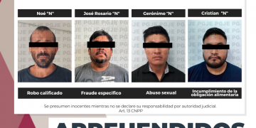 ASEGURA PGJE A 4 PERSONAS POR DIVERSOS DELITOS