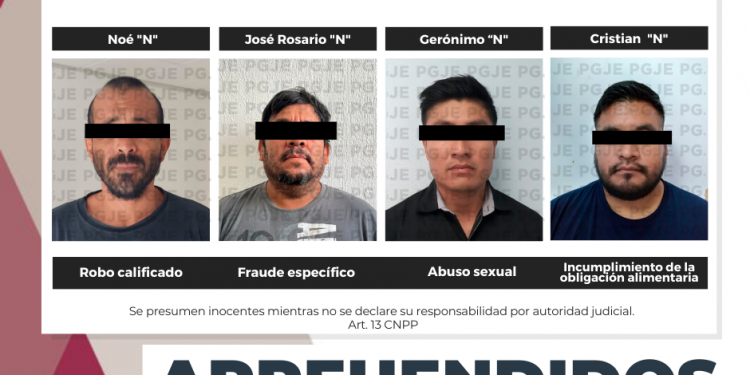 ASEGURA PGJE A 4 PERSONAS POR DIVERSOS DELITOS