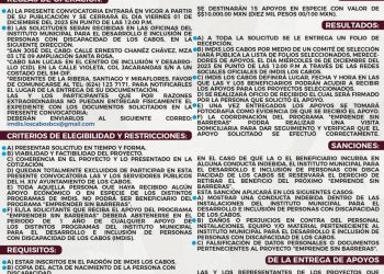 CONVOCA EL GOBIERNO DE LOS CABOS A TRAVEZ DE IMDIS A PARTICIPAR EN PROGRAMA EMPRENDER SIN BARRERAS