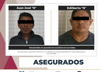 DETIENE PGJE A DOS HOMBRES EN POSESIÓN DE NARCÓTICOS EN LOS CABOS