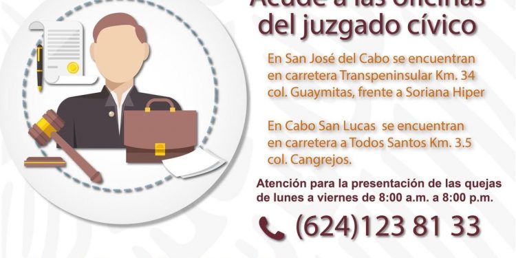 JUSTICIA CÍVICA DE LOS CABOS PROPORCIONA SANCIONES A QUIENES COMETEN FALTAS ADMINISTRATIVAS