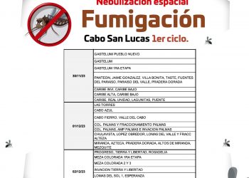 DIRÉCCION MUNICIPAL DE SALUD SE LLEVA A CABO CAMPAÑA DE NEBULIZACION ESPACIAL EN COLONIAS DE CABO SAN LUCAS CONTRA EL DENGUE ZIKA Y CHINKUNGUYA