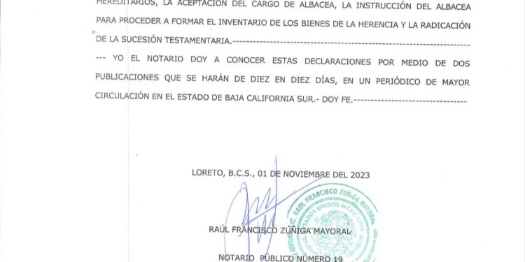 AVISO NOTARIAL