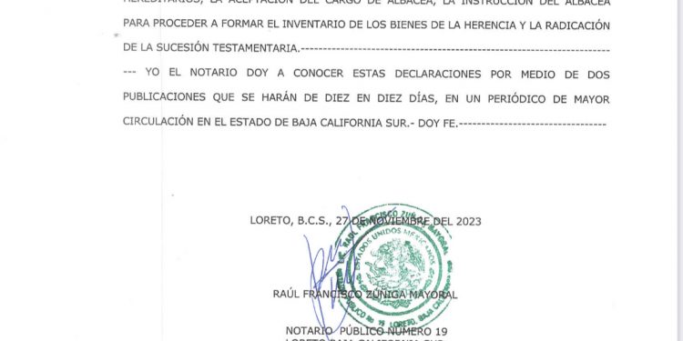AVISO NOTARIAL