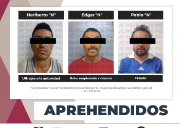 APREHENDE PGJE A 3 PERSONAS POR DIVERSOS DELITOS