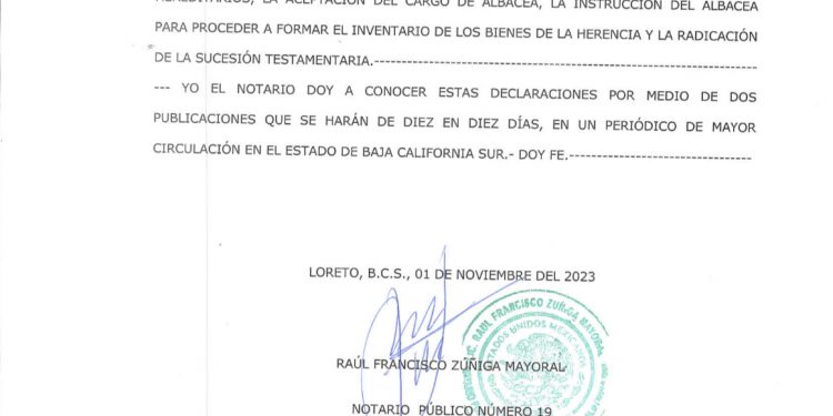 AVISO NOTARIAL