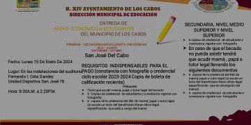EN CUMPLIMIENTO AL COMPROMISO CON LA EDUCACIÓN, ESTE LUNES 15 DE ENERO EL GOBIERNO DE LOS CABOS INICIARÁ CON EL PAGO DE BECAS MUNICIPALES