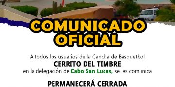 INSTITUTO DEL DEPORTE MUNICIPAL DE LOS CABOS INFORMA QUE LA CANCHA DE BASQUETBOL CERRITO DEL TIMBRE PERMANECERÁ CERRADA