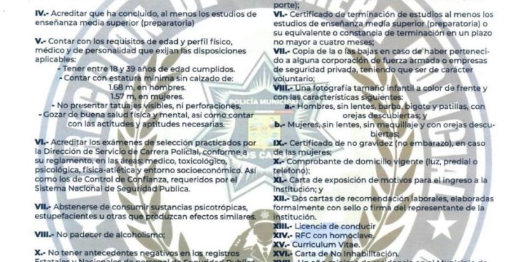 INVITA SEGURIDAD PÚBLICA POLICÍA PREVENTIVA Y TRÁNSITO MUNICIPAL DE LOS CABOS A FORMAR PARTE DE LA CORPORACIÓN POLICIACA COMO POLICÍA PREVENTIVO