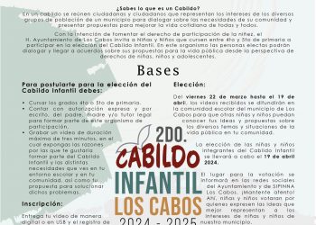 EL H. AYUNTAMIENTO DE LOS CABOS INVITA A NIÑOS Y NIÑAS QUE CURSEN ENTRE 4º Y 5º DE PRIMARIA A PARTICIPAR EN LA ELECCIÓN DEL CABILDO INFANTIL