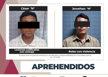 APREHENDE PGJE A 2 PERSONAS RELACIONADAS CON HECHOS DELICTIVOS