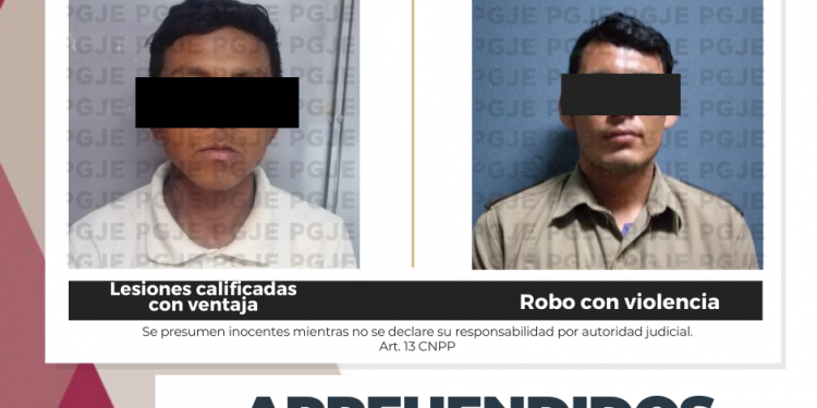 APREHENDE PGJE A 2 PERSONAS RELACIONADAS CON HECHOS DELICTIVOS