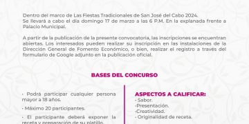 COMITÉ ORGANIZADOR DE LAS FIESTAS TRADICIONALES DE SAN JOSÉ DEL CABO 2024 INVITA A LA CIUDADANÍA A PARTICIPAR EN EL CONCURSO DE QUESO REGIONAL