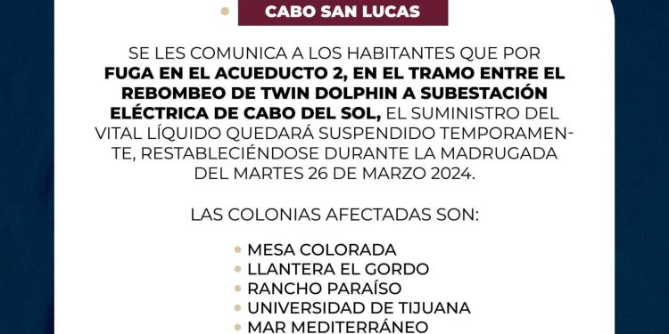 OOMSAPAS LOS CABOS SE ENCUENTRA REPARANDO FUGA DEL ACUEDUCTO #2