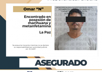 ASEGURA PGJE A UN HOMBRE CON DROGA EN LA PAZ