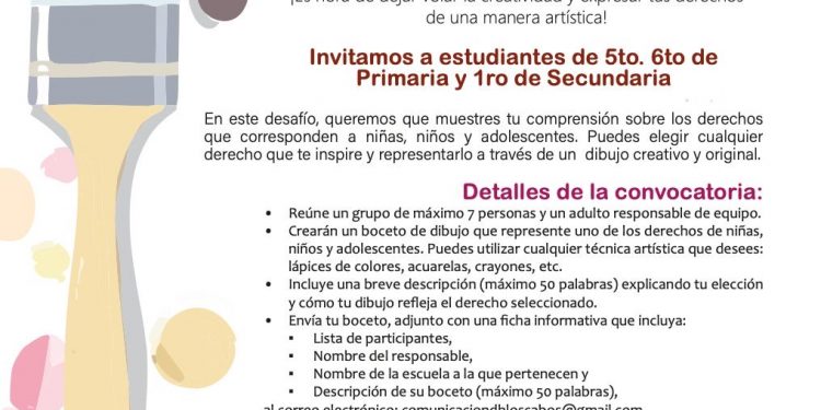 INVITAN A ESTUDIANTES DE 5to Y 6to DE PRIMARIA Y 1ro DE SECUNDARIA A PARTICIPAR EN EL CONCURSO “PINTANDO MIS DERECHOS “