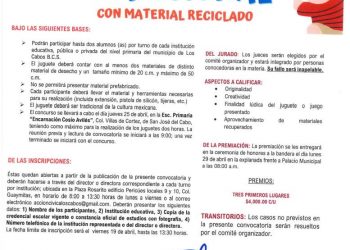 CONVOCA GOBIERNO DE LOS CABOS AL CONCURSO MUNICIPAL DEL JUGUETE TRADICIONAL CON MATERIAL RECICLADO