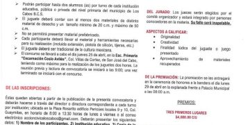 CONVOCA GOBIERNO DE LOS CABOS AL CONCURSO MUNICIPAL DEL JUGUETE TRADICIONAL CON MATERIAL RECICLADO