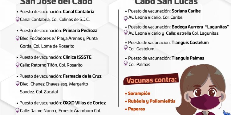 INVITA GOBIERNO DE LOS CABOS A LA COMUNIDAD A PARTICIPAR EN LA JORNADA DE VACUNACIÓN EL 27 DE ABRIL