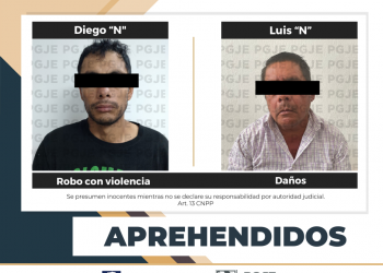 APREHENDE PGJE A 2 PERSONAS RELACIONADAS CON HECHOS DELICTIVOS