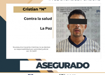 ASEGURA PGJE A SUJETO EN POSESIÓN DE METANFETAMINA EN LA PAZ