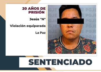 20 AÑOS DE PRISIÓN POR VIOLACIÓN EQUIAPARDA OBTIENE PGJE PARA SUJETO