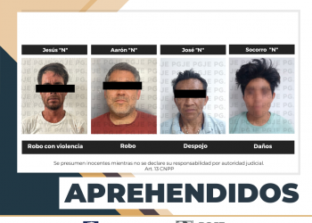 CUATRO DETENIDOS EN OPERATIVOS DE LA PGJE POR DELITOS DE DAÑOS, DESPOJO Y ROBO