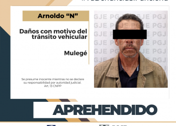 APREHENDE PGJE A IMPUTADO POR DAÑOS CON MOTIVO DE TRÁNSITO VEHICULAR EN MULEGÉ