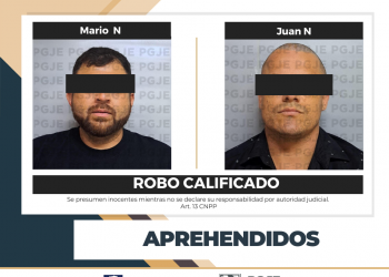 APREHENDE PGJE A DOS PERSONAS POR ROBO