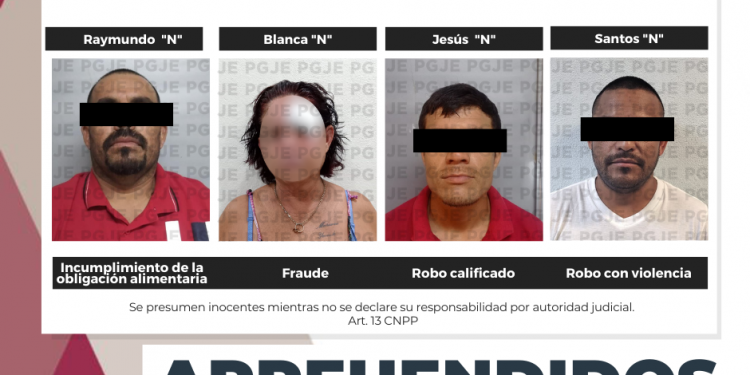 APREHENDE PGJE A POSIBLES RESPONSABLES DE ROBO, FRAUDE E INCUMPLIMIENTO DE LA OBLIGACIÓN ALIMENTARIA