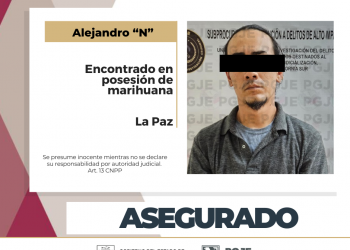 EN CATEO DETIENE PGJE A INDIVIDUO Y ASEGURA MARIHUANA EN LA PAZ