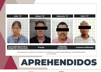APREHENDE PGJE A 4PERSONAS POR DIVERSOS DELITOS