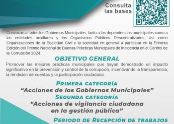 ABIERTA CONVOCATORIA A PARTICIPAR EN PREMIO NACIONAL DE BUENAS PRÁCTICAS MUNICIPALES EN PREVENCIÓN Y COMBATE A LA CORRUPCIÓN