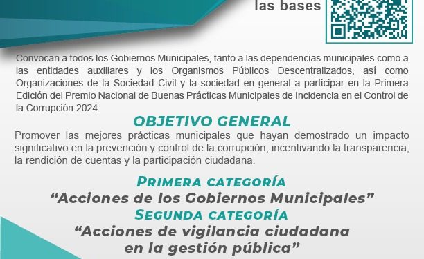 ABIERTA CONVOCATORIA A PARTICIPAR EN PREMIO NACIONAL DE BUENAS PRÁCTICAS MUNICIPALES EN PREVENCIÓN Y COMBATE A LA CORRUPCIÓN