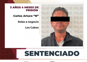 SENTENCIAN A 3 AÑOS 4 MESES DE PRISIÓN A CULPABLE DE ROBO A JOYERÍA EN LOS CABOS