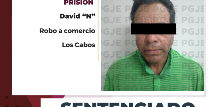 PASARÁ MÁS DE 3 AÑOS EN PRISIÓN ROR EL ROBO QUE COMETIÓ A UN COMERCIO ABIERTO AL PÚBLICO EN LOS CABOS